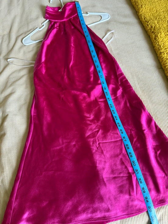 Lovers & Friends Hayes Mini Dress Magenta Pink Halter Satin Small FLAW - Picture 11 of 15